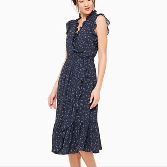 kate spade Dresses & Skirts - Kate Spade Out West Wild Roses Ruffle Midi Dress 6